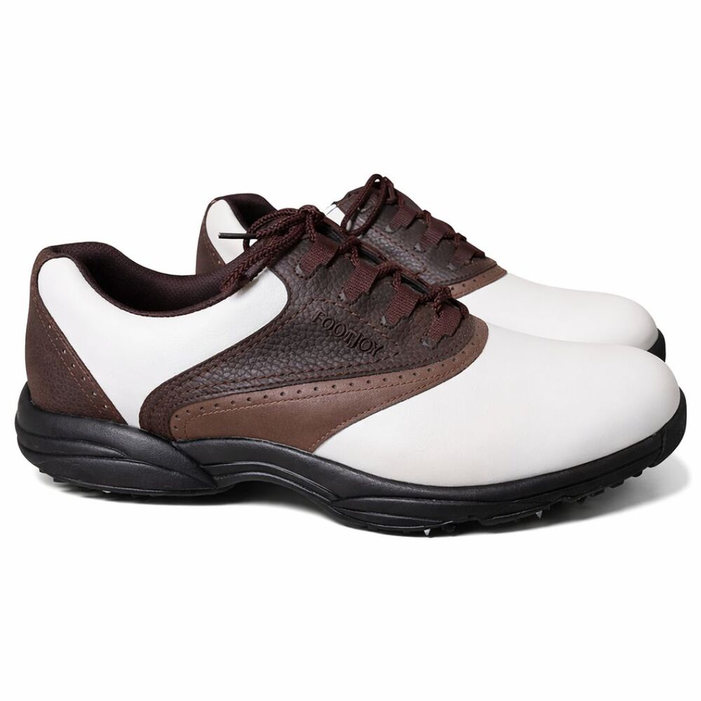 FootJoy GreenJoys Golf Shoes Mens 10.5 M Brown White Saddle Oxford Laces Spikes